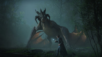 Hogwarts Legacy [Deluxe Edition] for PlayStation 5 (PS5) at Gamers INC, featuring the ultimate wizarding world experience with 72-hour early access, the Dark Arts Pack including the Thestral Mount, Dark Arts Battle Arena, and Dark Arts Cosmetic Set, plus an immersive open-world RPG adventure where you define your legacy at Hogwarts in the 1800s gameplay screenshot