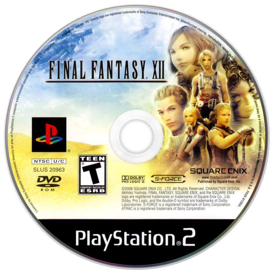 Final Fantasy XII disc for PlayStation 2 (PS2) fantasy role-playing adventure video game
