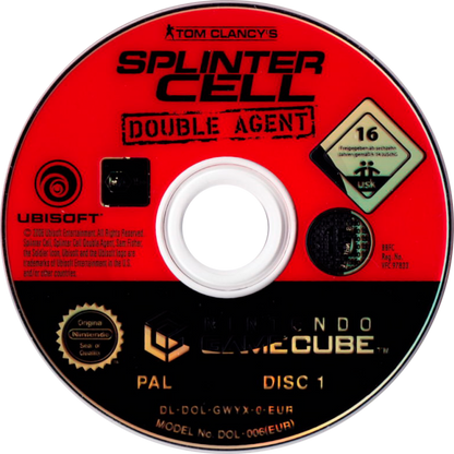 Tom Clancy's Splinter Cell Double Agent GameCube game featuring stealth action gameplay and tactical espionage missions disc