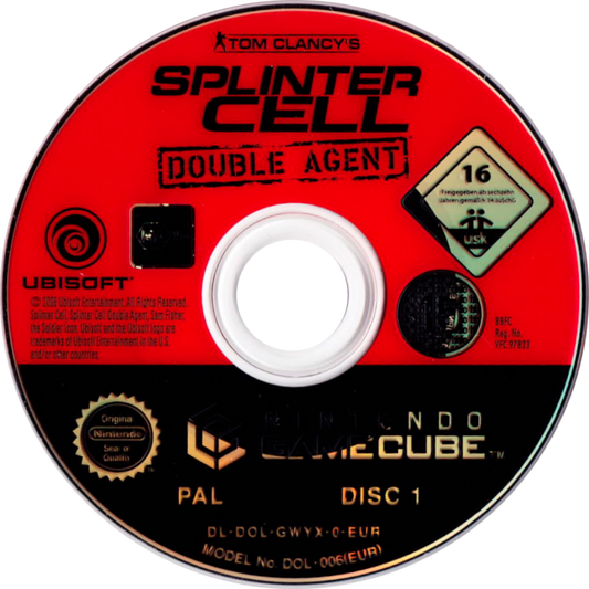 Tom Clancy's Splinter Cell Double Agent GameCube game featuring stealth action gameplay and tactical espionage missions disc