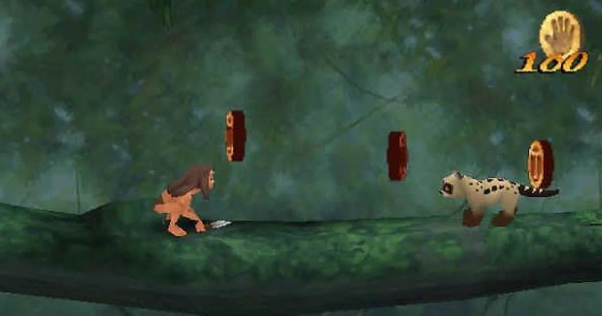 Disney’s Tarzan Greatest Hits PlayStation 1 PS1 video game, action platformer, movie tie-in adventure, classic retro console title gameplay