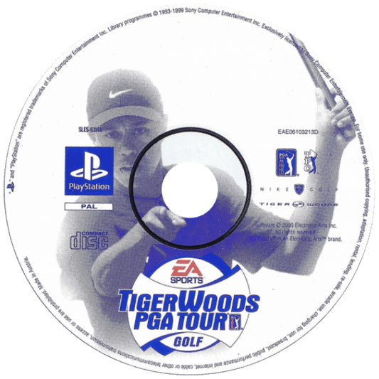 Tiger Woods PGA Tour Golf disc art for PlayStation 1 (PS1) video game