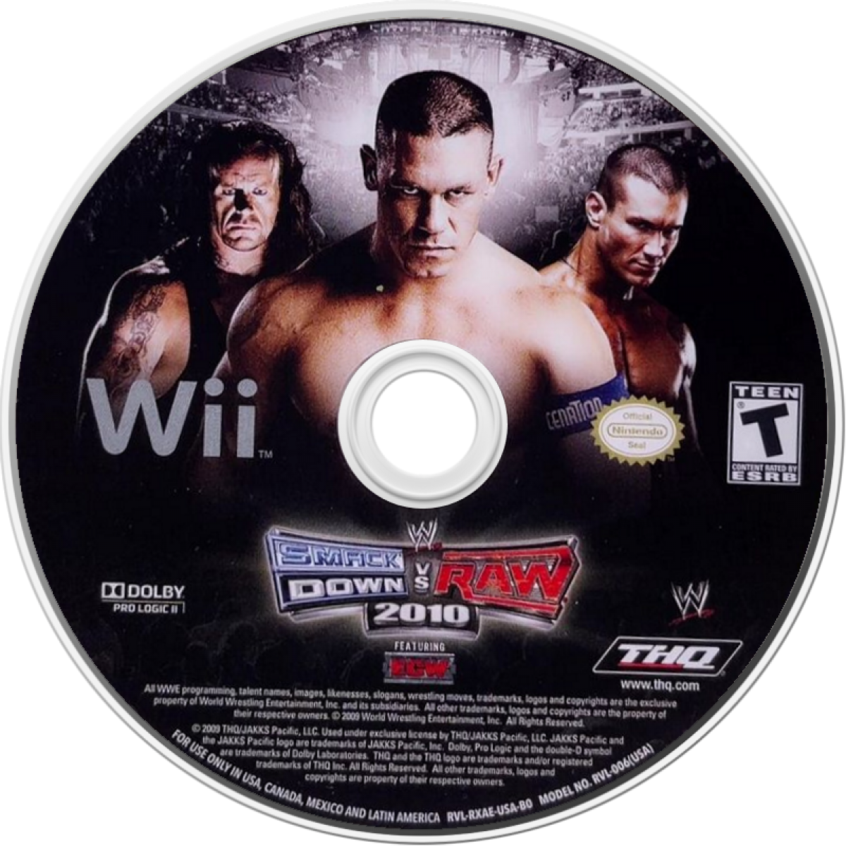WWE SmackDown vs. Raw 2010 disc art for Nintendo Wii (Wii) featuring authentic wrestling action with WWE superstars, customizable storylines, and motion‑controlled matches.
