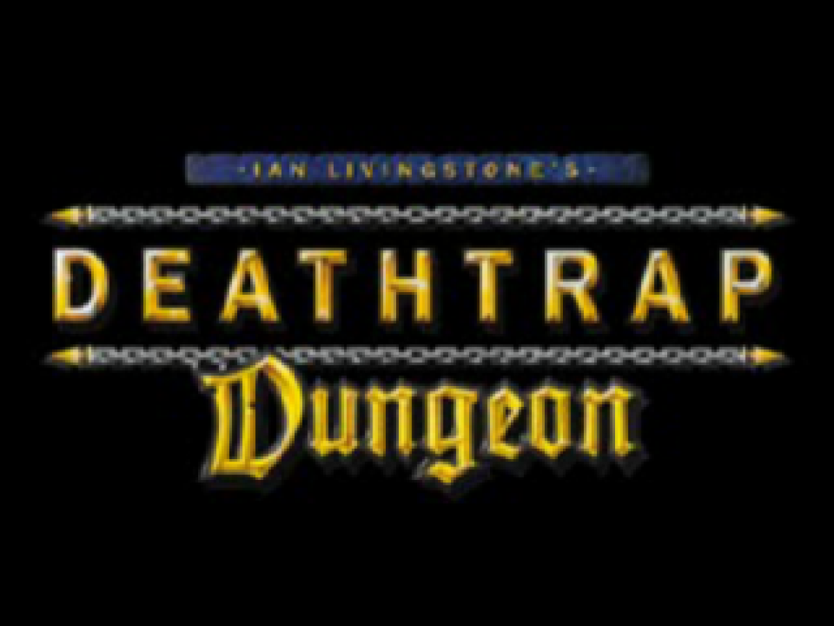 Deathtrap Dungeon PlayStation 1 PS1 for action adventure retro video game fans featuring dark fantasy exploration dungeon crawling sword combat deadly traps puzzle solving mythical creatures challenging quests collectible gaming appeal title screen