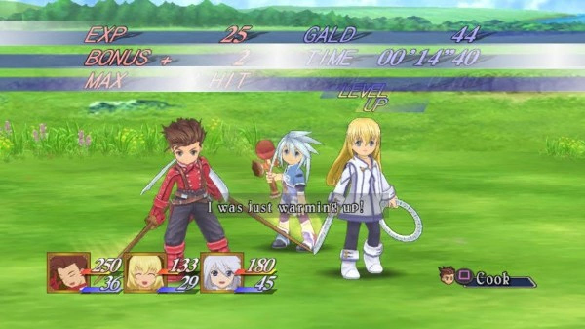 Tales of Symphonia Chronicles PS3 Sony PlayStation 3 JRPG role playing game anime style fantasy adventure Bandai Namco Tales series dual game collection Symphonia Dawn of the New World turn based combat party driven story PlayStation 3 software video game title gameplay