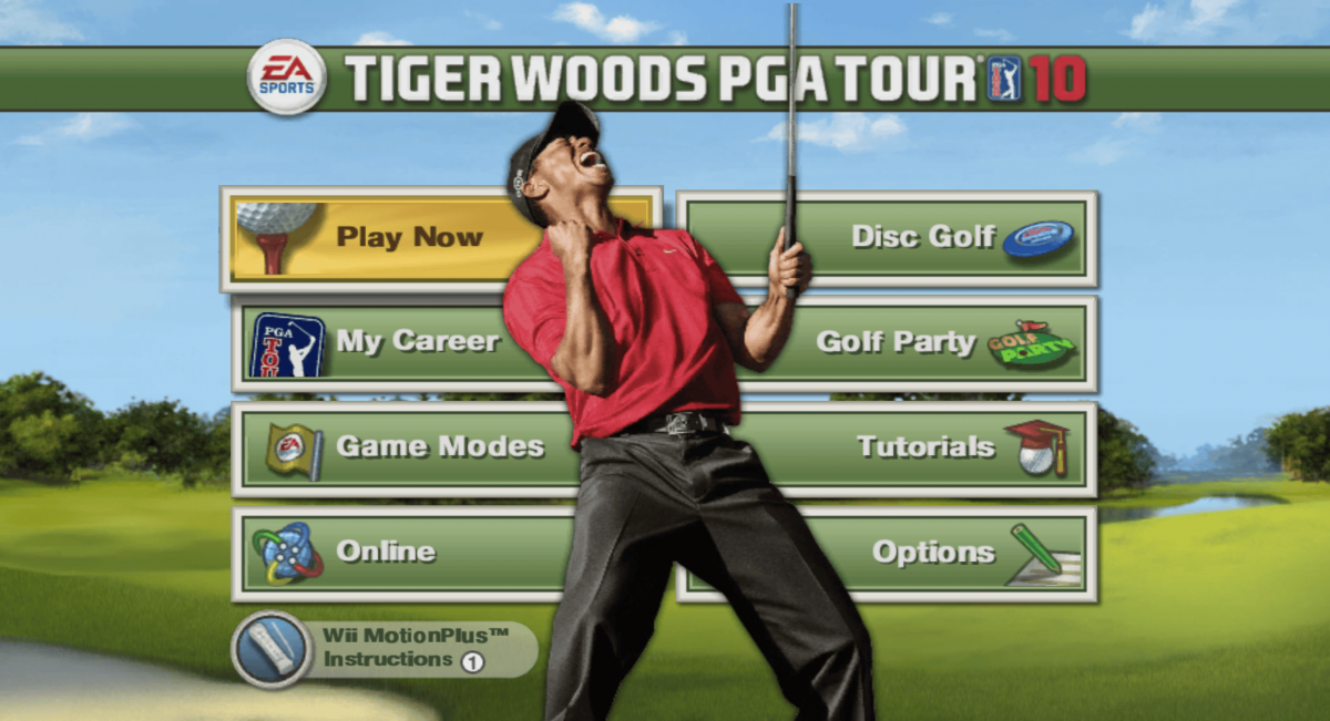 Tiger Woods PGA Tour 10 golf sports video game featuring realistic PGA courses professional golfers advanced swing mechanics competitive tournament modes and immersive EA Sports golfing experience gameplay