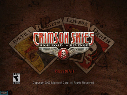 Crimson Skies: High Road to Revenge title screen art for Xbox (XBOX) video game
