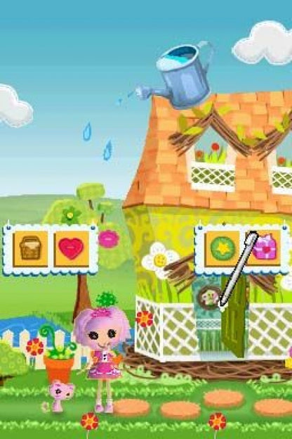 Lalaloopsy Sew Magical Sew Cute for Nintendo DS, gameplay for a kids simulation video game with creative mini-games, character customization, dress-up gameplay, and family-friendly activities