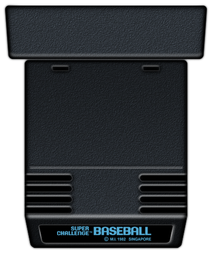 Super Challenge Baseball for Atari 2600, cartridge for a baseball sports video game with arcade-style gameplay, retro team competition, bat-and-ball action, and classic home console sports fun