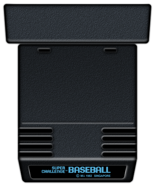 Super Challenge Baseball for Atari 2600, cartridge for a baseball sports video game with arcade-style gameplay, retro team competition, bat-and-ball action, and classic home console sports fun