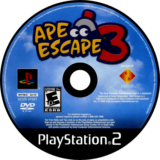 Ape Escape 3 PlayStation 2 platformer adventure game TV studio monkey capture Specter villain twin heroes Kei and Yumi transformation morphing abilities cowboy ninja knight gadgets net stun club vehicles tank sports car smarter monkey AI weapon stealing unlockable Mesal Gear Solid mini-game parody disc