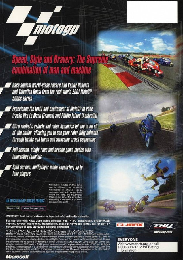 MotoGP back cover art for Xbox (XBOX) video game