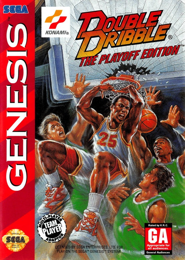 Double Dribble The Playoff Edition Sega Genesis video game, basketball sports action, arcade-style gameplay, retro console title cover