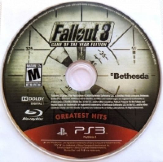 Fallout 3 Game of the Year Greatest Hits disc for PlayStation 3 PS3 video game