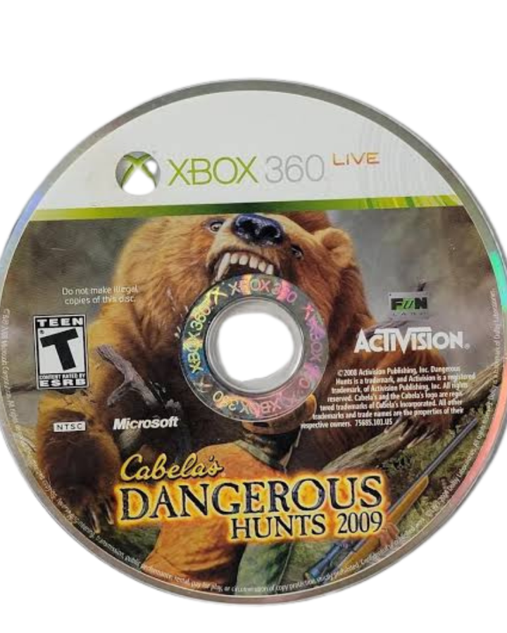 Cabela's Dangerous Hunts 2009 Xbox 360 for retro video game enthusiasts featuring first person hunting gameplay dangerous wildlife encounters tracking mechanics outdoor survival elements realistic environments challenging hunting missions and collectible gaming appeal disc