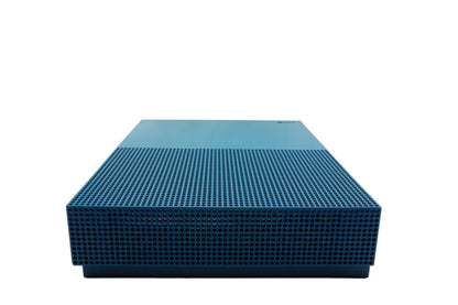 Xbox One S Console XONE Deep Blue Special Edition 500GB Good Condition Microsoft gaming system featuring deep blue special edition design 500GB internal storage Xbox One game compatibility 4K video playback HDR gaming wireless controller support online multiplayer entertainment streaming compact console hardware used gaming system home entertainment setup collectible Xbox console and gaming accessory appeal side panel