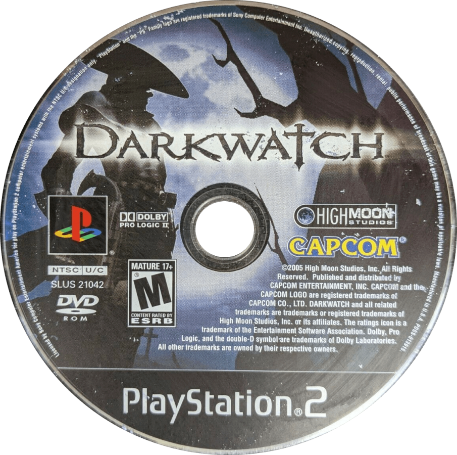 Darkwatch PlayStation 2 PS2 video game, first-person shooter, supernatural western action, story-driven gameplay, classic console title disc