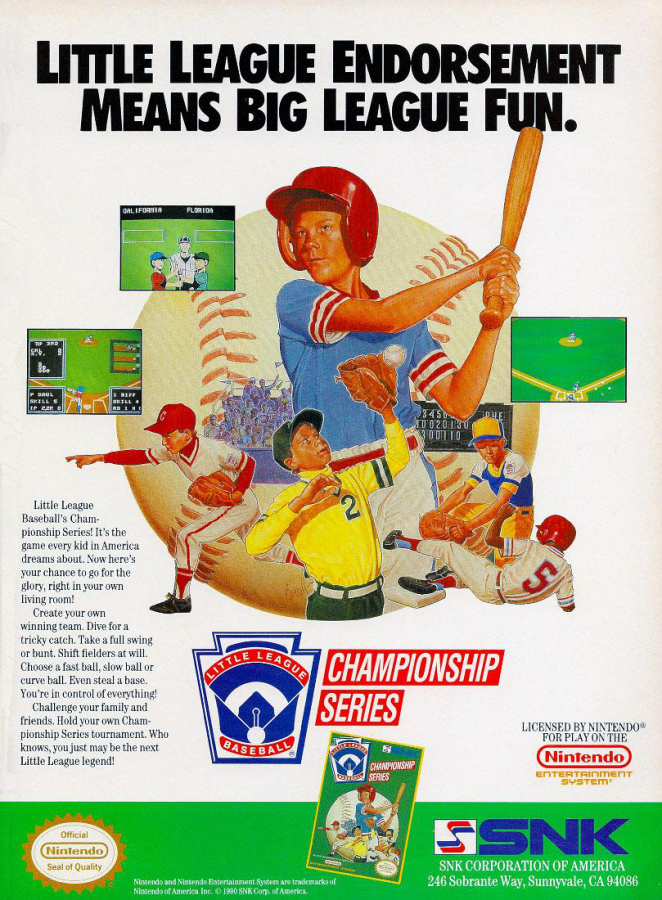 Little League Baseball advert for Nintendo Entertainment System NES retro video game