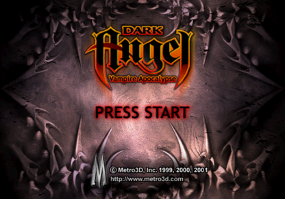 Dark Angel Vampire Apocalypse PS2 PlayStation 2 action RPG hack and slash vampire combat dark fantasy gothic horror gameplay retro video game title screen