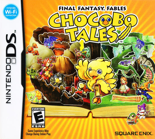 Final Fantasy Fables Chocobo Tales game for the Nintendo DS featuring storybook style adventure gameplay with mini games card battles and charming characters set in a whimsical fantasy world cover art
