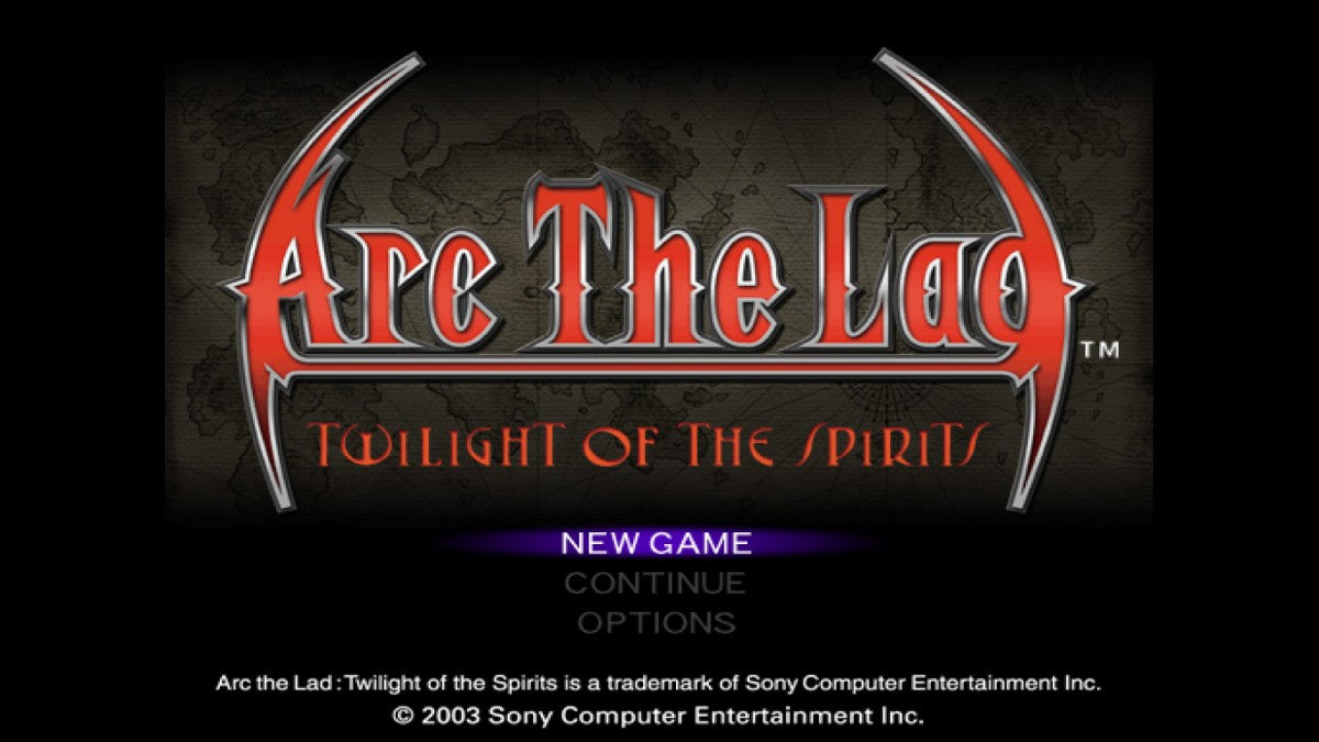 Arc the Lad: Twilight of the Spirits PS2 role-playing video game title screen