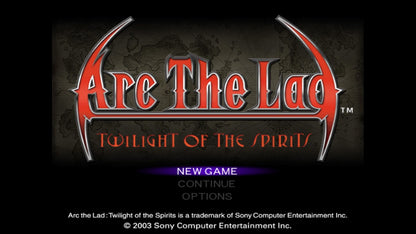 Arc the Lad: Twilight of the Spirits PS2 role-playing video game title screen
