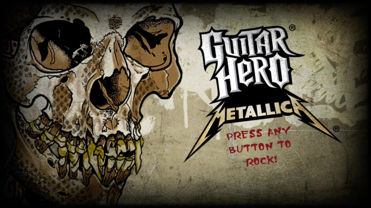Guitar Hero: Metallica start screen for Xbox 360 (X360) music rhythm video game