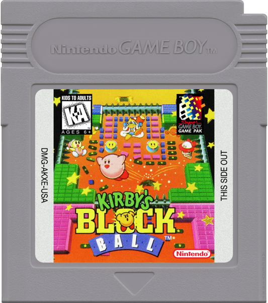 Kirby's Block Ball cartridge art for Game Boy (GB) video game