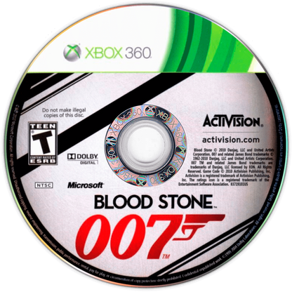 007 Blood Stone action adventure shooter video game featuring James Bond espionage missions third person gunplay cinematic storytelling and modern spy thriller experience disc