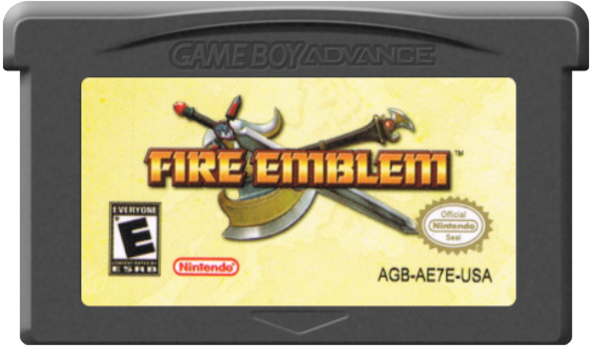 Fire Emblem cartridge for the Game Boy Advance featuring tactical RPG gameplay with grid based battles character recruitment permadeath mechanics and a fantasy storyline following Eliwood Hector and Lyn cartridge
