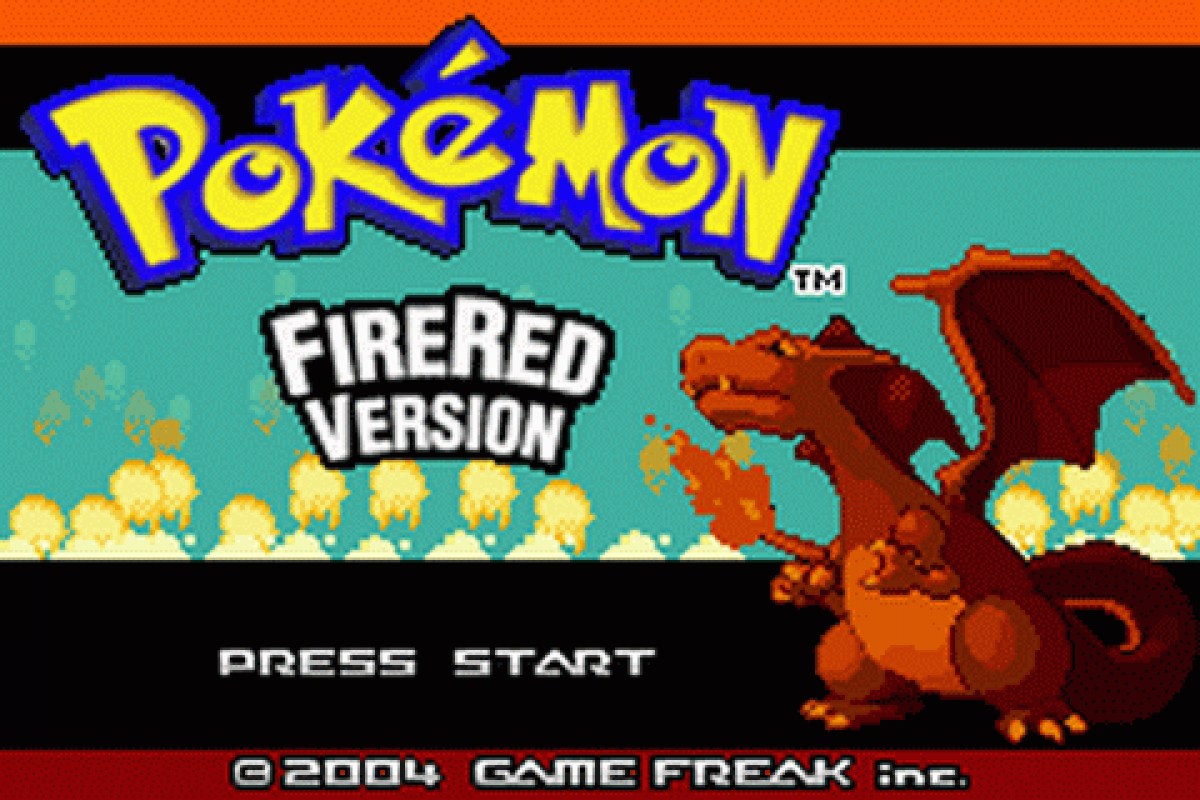 Pokemon: Fire Red title screen art for Game Boy Advance (GBA) video game