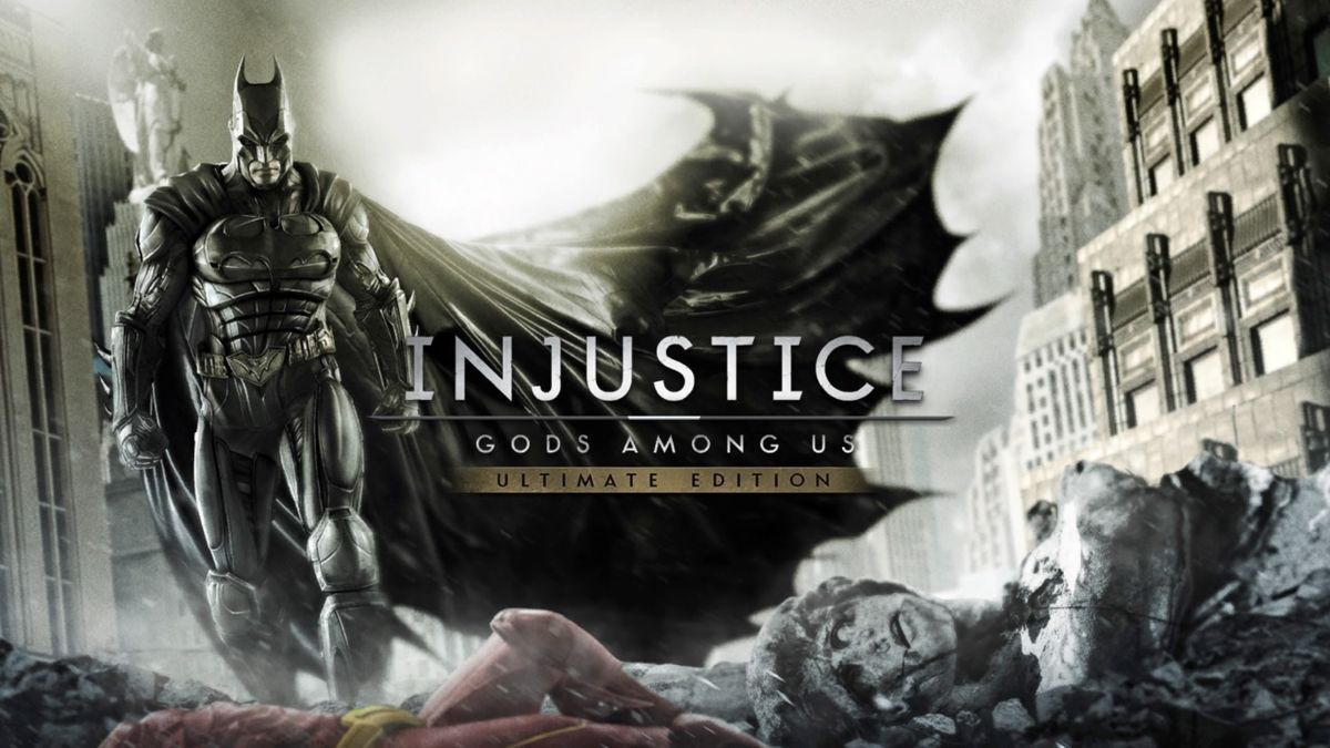 Injustice: Gods Among Us [Ultimate Edition] – PlayStation 4 (PS4) video game title screen, superhero fighting game.