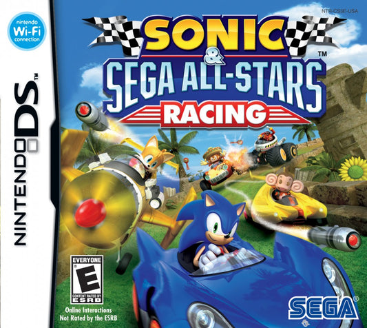 Sonic & SEGA All-Stars Racing for Nintendo DS, cover image for an arcade racing video game with kart-style racing, character-based vehicles, power-ups, and competitive multiplayer gameplay