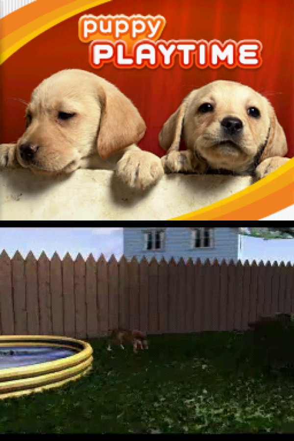 Discovery Kids: Puppy Playtime start screen for Nintendo DS (DS) pet care simulation video game