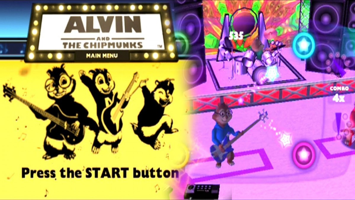 Alvin and the Chipmunks PS2 platformer video game title screen