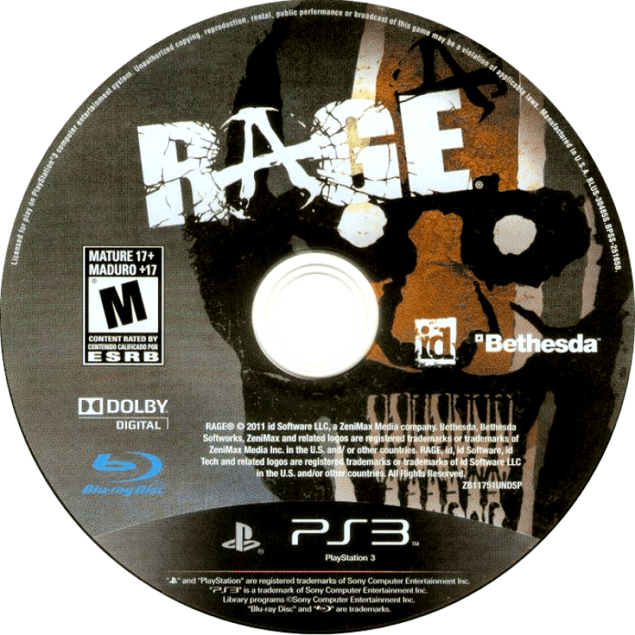 Rage disc for PlayStation 3 PS3 video game