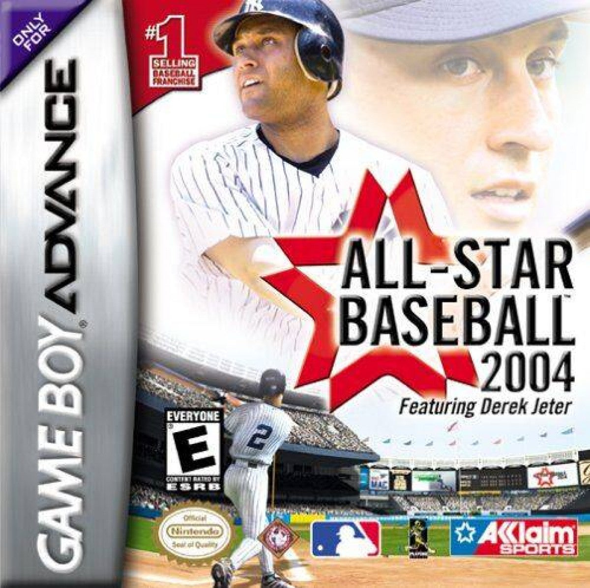 All-Star Baseball 2004 Game Boy Advance GBA video game, baseball sports simulation, season and multiplayer modes, handheld console title cover art