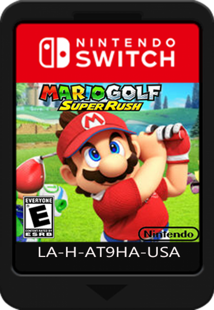 Mario Golf Super Rush for Nintendo Switch arcade golf sports game featuring Mario characters speed golf motion controls multiplayer tournaments and colorful courses cartridge