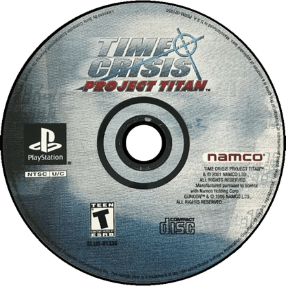 Time Crisis Project Titan PS1 PlayStation 1 light gun shooter arcade action game Namco rail shooter gameplay retro video game disc