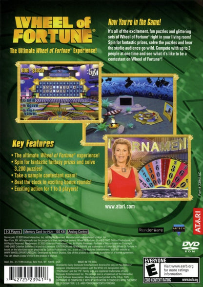 Wheel of Fortune back cover art for Playstation 2 (PS2) video game