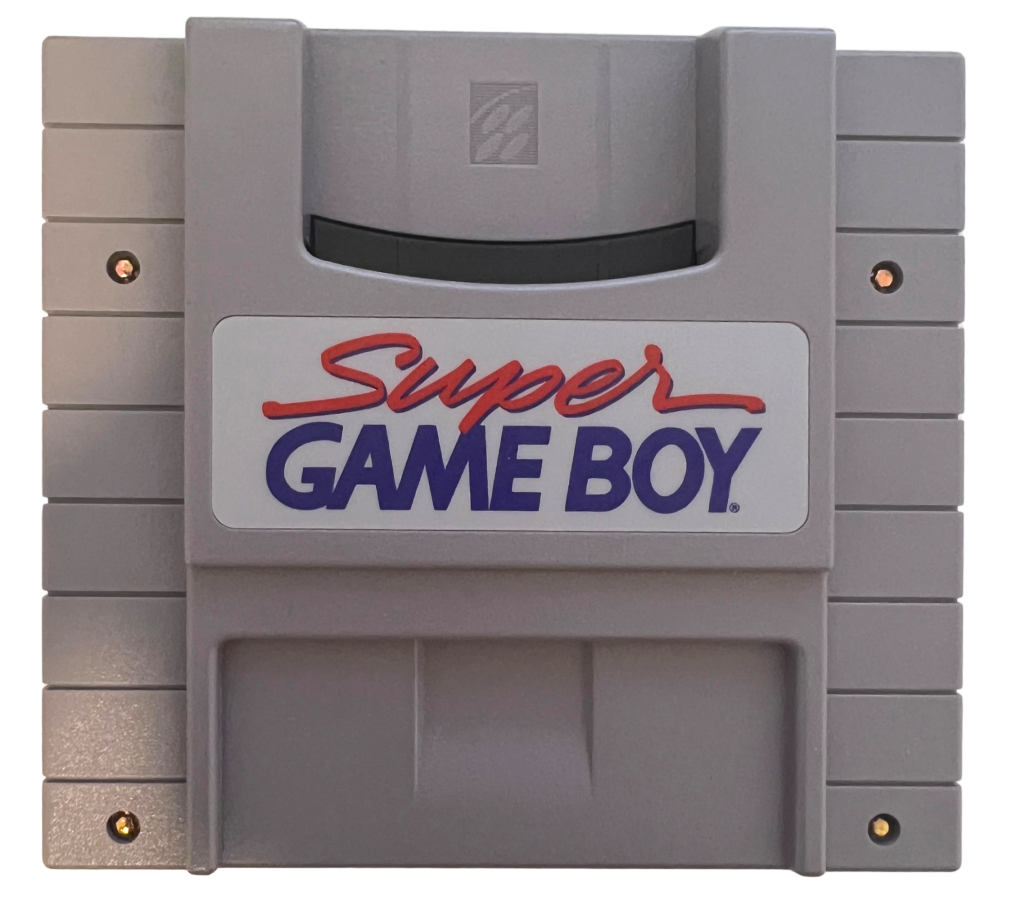 Super Game Boy retro Super Nintendo video game accessory featuring Game Boy game compatibility, handheld game support, classic Nintendo hardware and SNES console gameplay - cartridge 