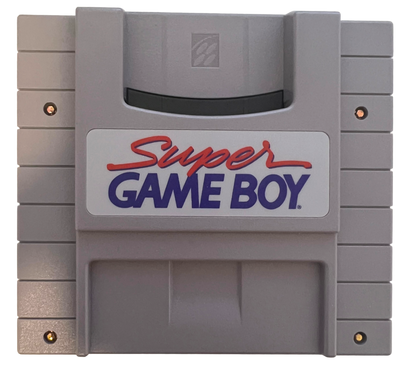 Super Game Boy retro Super Nintendo video game accessory featuring Game Boy game compatibility, handheld game support, classic Nintendo hardware and SNES console gameplay - cartridge 