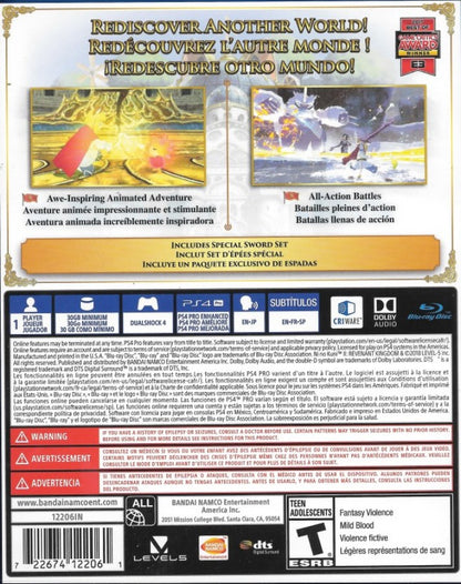 Ni no Kuni II: Revenant Kingdom for PlayStation 4 fantasy action RPG featuring real time combat kingdom building anime style visuals epic story adventure gameplay back cover