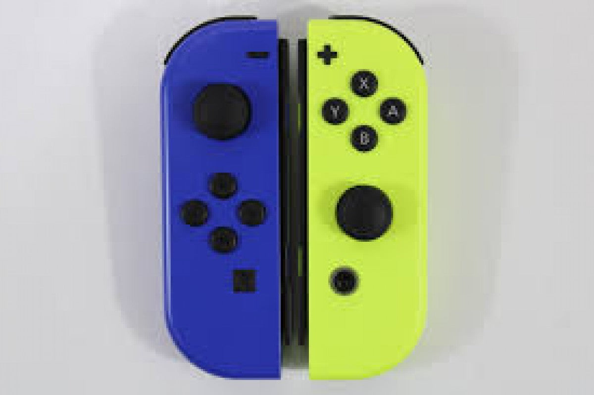 Nintendo Switch system with dock and blue and yellow Joy Cons featuring versatile home and portable gaming modes lone joycons