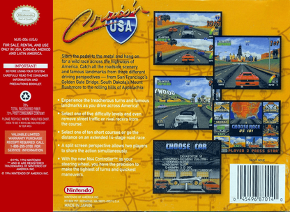 Cruisn USA back cover art for Nintendo 64 N64 video game
