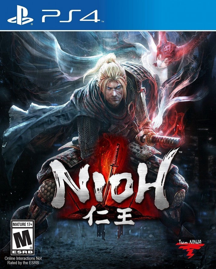 Nioh PlayStation 4 PS4 for action role playing video game fans featuring fast paced samurai combat challenging soulslike gameplay mythical Japanese folklore intense boss battles deep weapon customization character progression immersive adventure collectible gaming appeal front cover art