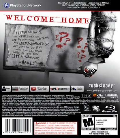 Batman: Arkham City back cover art for PlayStation 3 (PS3) video game