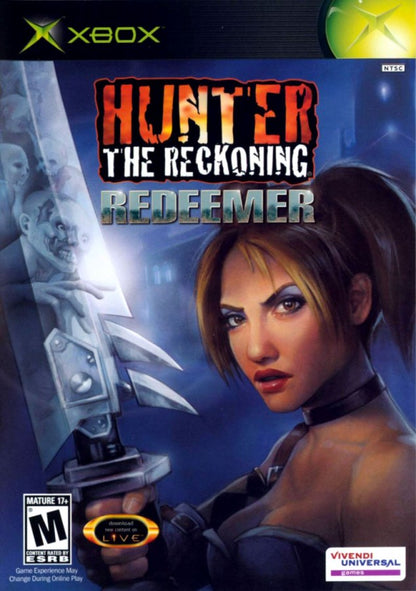 Hunter The Reckoning Redeemer retro Xbox video game Hunter The Reckoning dark fantasy action horror cooperative combat monster hunting hack and slash supernatural adventure console title Xbox release cover art