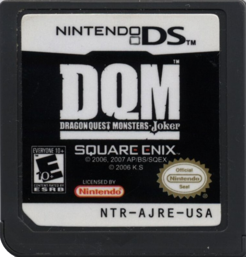 Dragon Quest Monsters Joker cartridge for the Nintendo DS featuring monster collecting RPG gameplay with turn based battles creature synthesis and open island exploration in the Dragon Quest universe cartridge