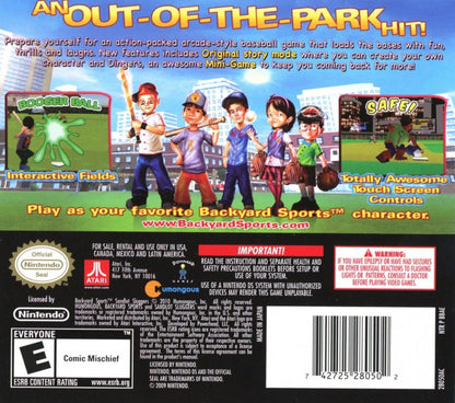 Backyard Sports: Sandlot Sluggers back of case for Nintendo DS (DS) baseball sports video game